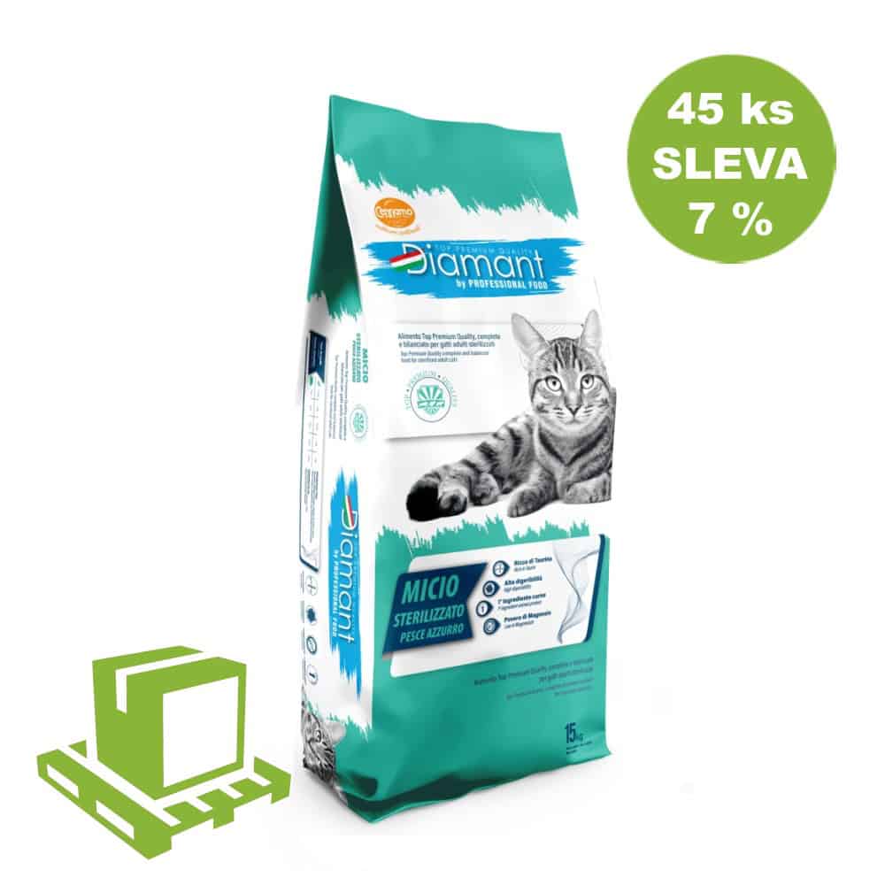 Diamant Cat Micio Sterilised Modrá ryba 15 kg (paleta 45 ks) SLEVA 7 %