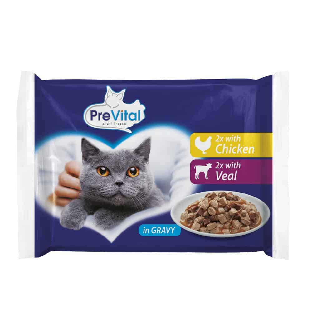 PreVital kočka kuře a telecí v omáčce