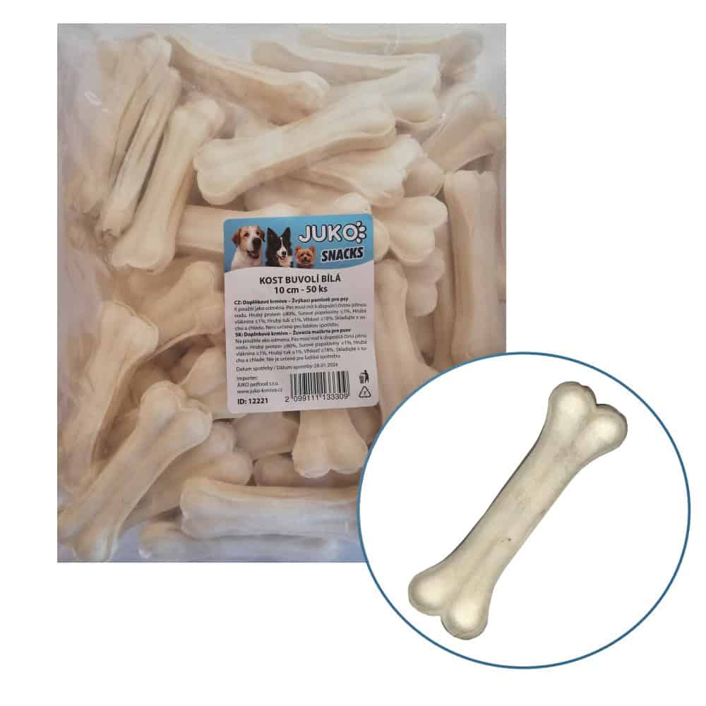 Kost buvolí bílá JUKO Snacks 10 cm (50 ks)