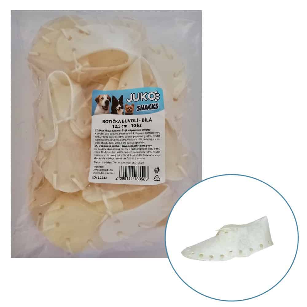 Botička z buvolí kůže bílá JUKO Snacks 12