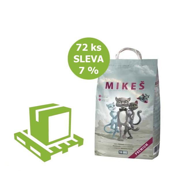 MIKEŠ Premium bílé hrudkující 10 kg (paleta 72 ks) SLEVA 7 %