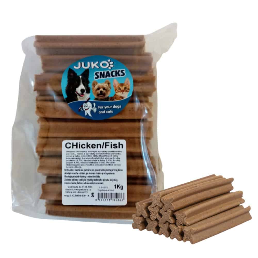 Dentální kříž Kuřecí/rybí JUKO Snacks 1 kg (cca 50 ks)
