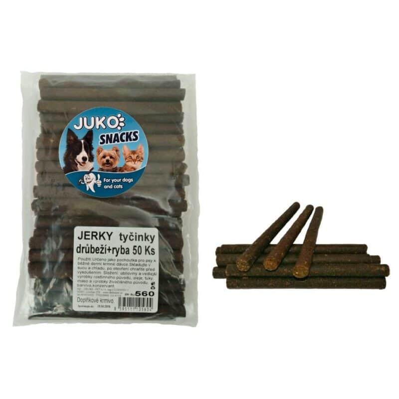 Jerky tyčinky Drůbeží & ryba JUKO Snacks (50 ks)