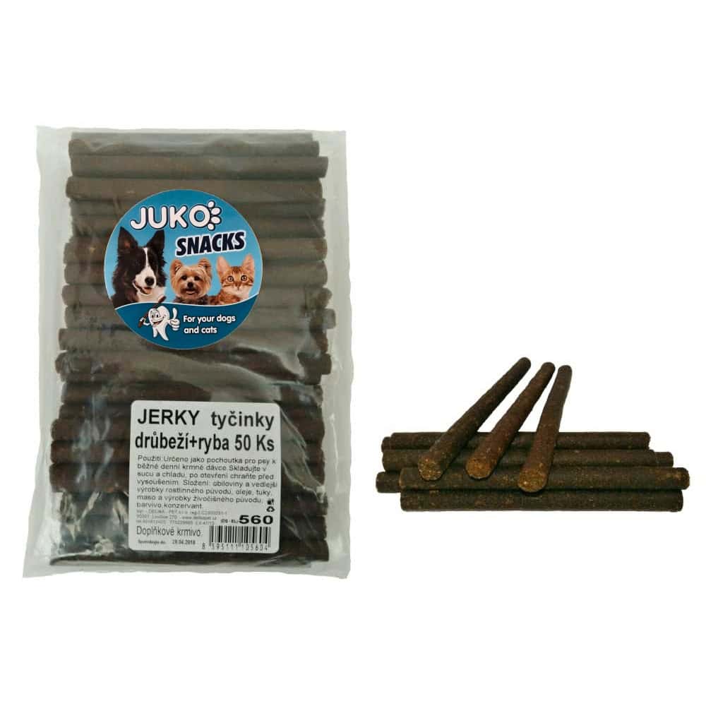 Jerky tyčinky Drůbeží & ryba JUKO Snacks (50 ks)