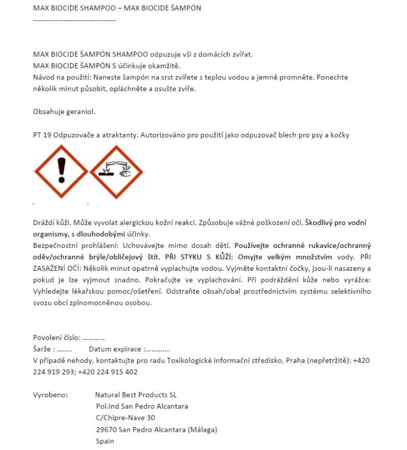 Max Biocide Shampoo repelentní šampón 200 ml !CZ! - Image 2