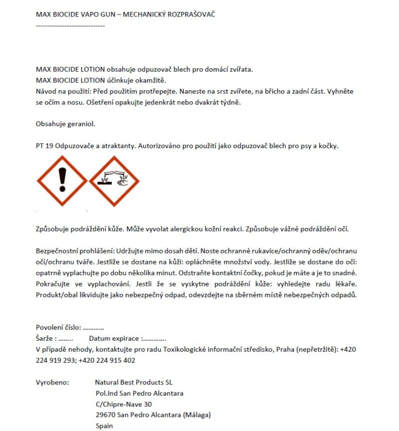 Max Biocide Vapo Gun repelentní sprej 500 ml !CZ! - Image 2