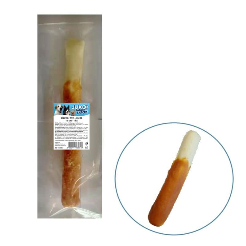 Tyč buvolí obalená kuřecím masem JUKO Snacks 19 cm (1 ks)