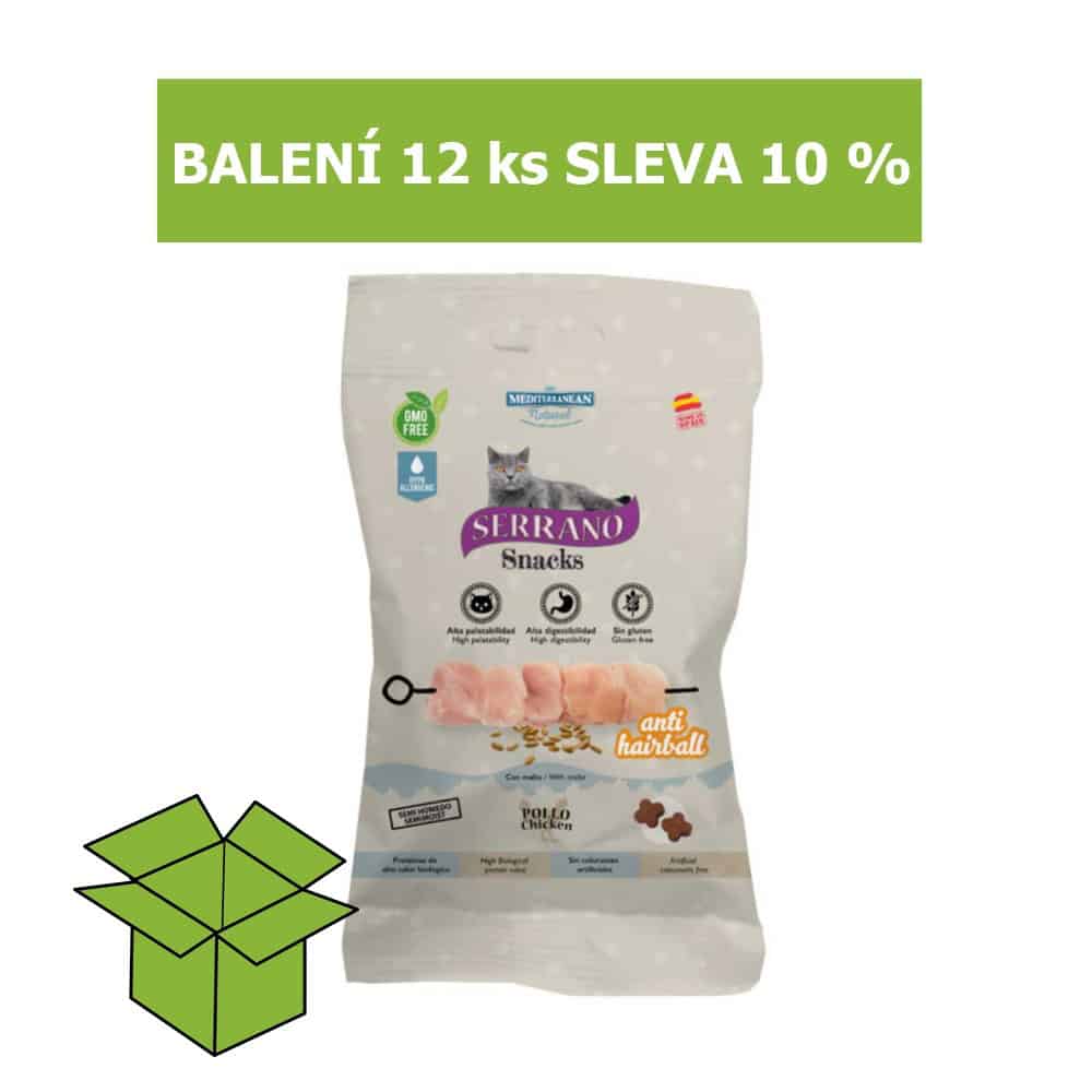 Serrano Snack Cat AntiHairball Chicken 50 g (12 ks) SLEVA 10 %