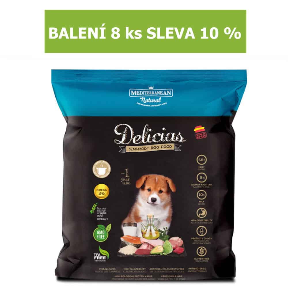 Delicias Dog Puppy Soft poloměkké krmivo 800 g (8 ks) SLEVA 10 %