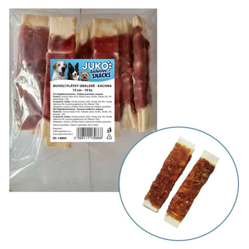 Plátky buvolí obalené kachním masem JUKO Snacks 15 cm (10 ks)