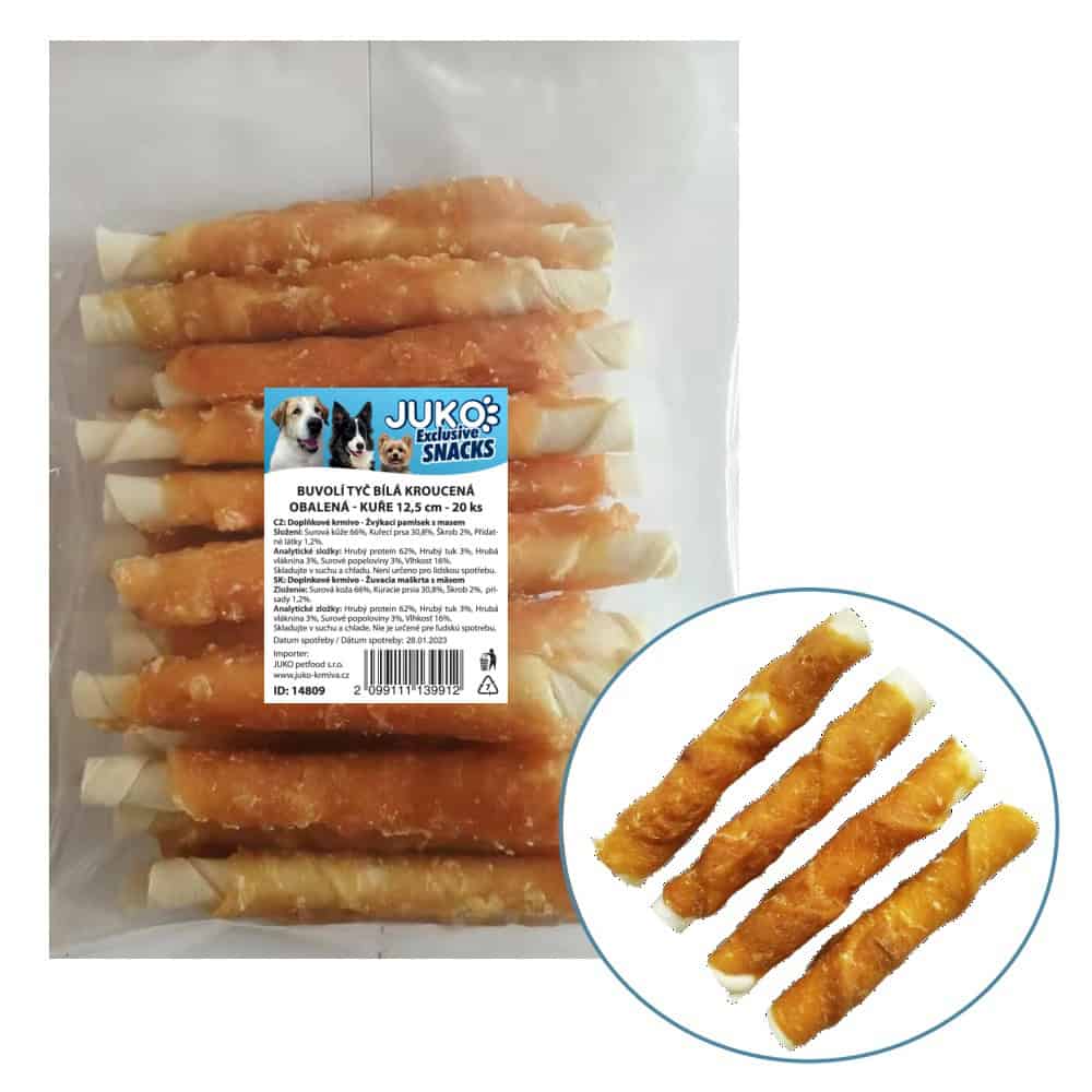 Tyč buvolí bílá obalená kuřecím masem JUKO Snacks 12