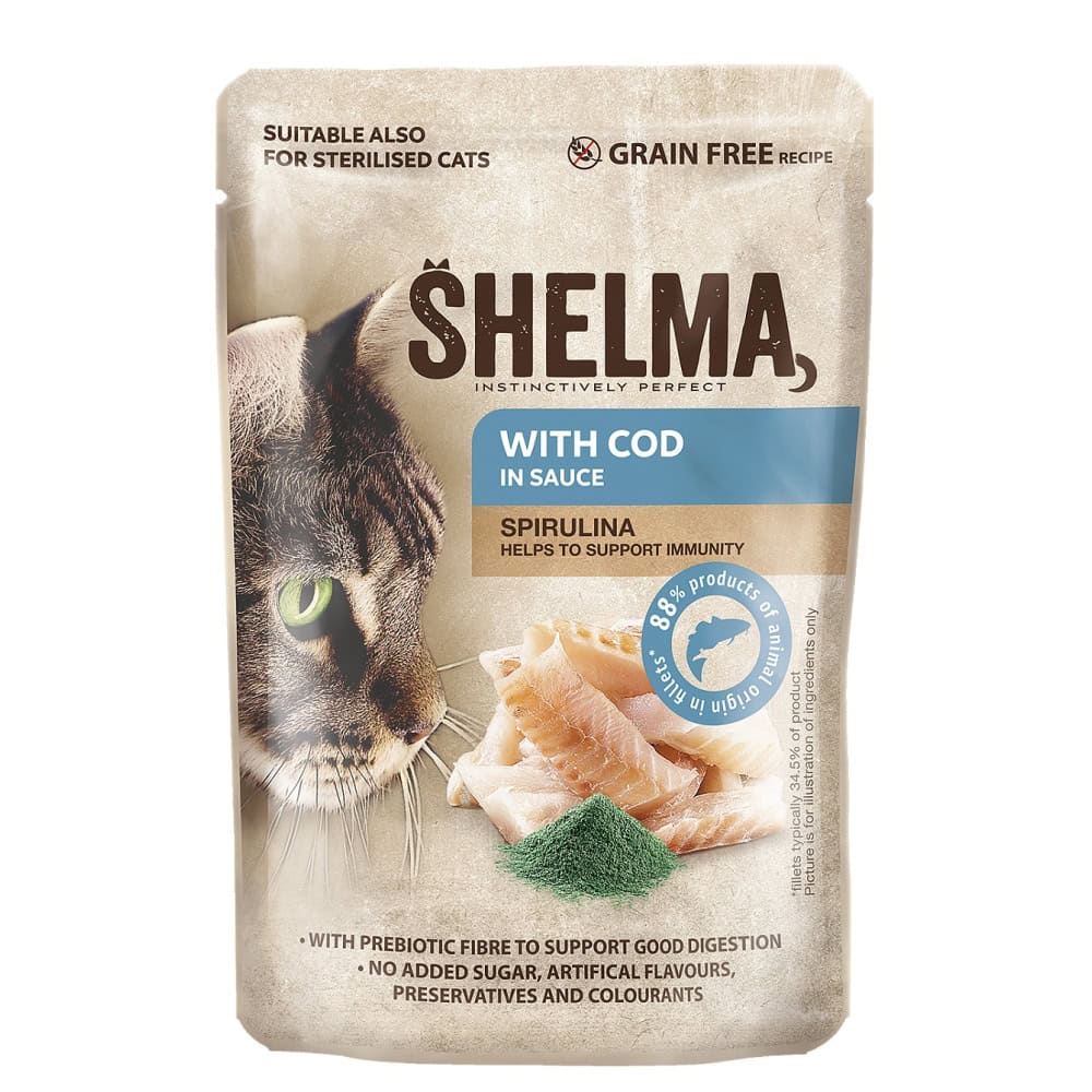 SHELMA Cat treska se spirulinou v omáčce