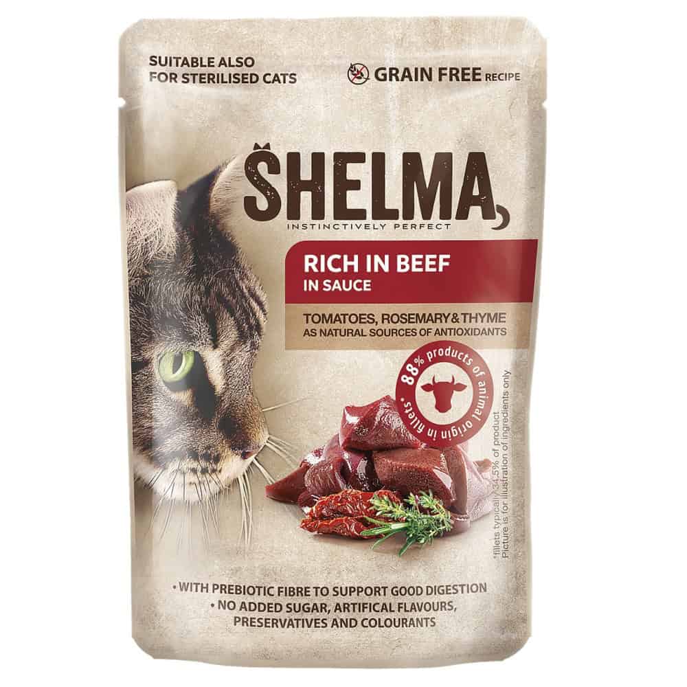 SHELMA Cat hovězí s rajčaty a bylinkami v omáčce