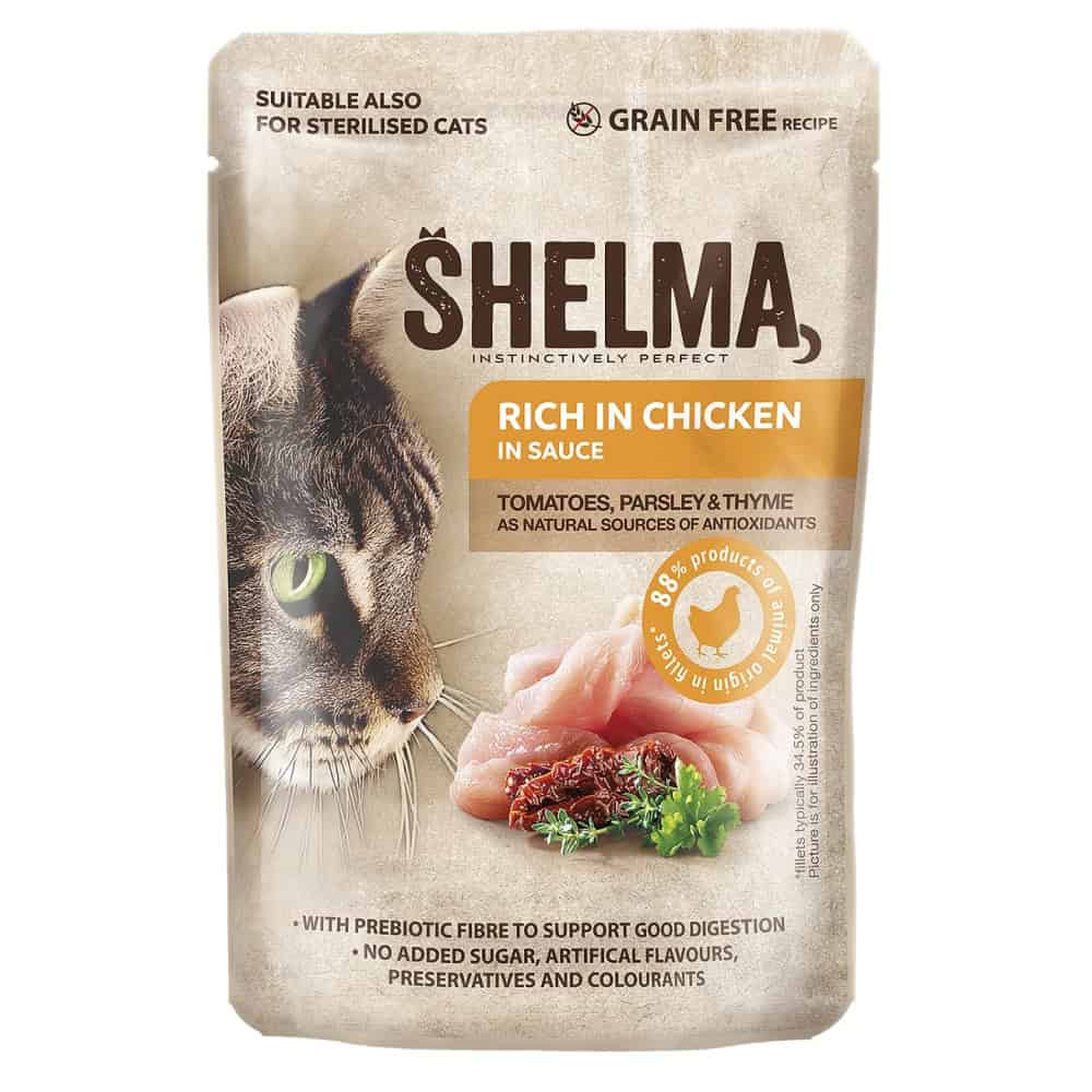 SHELMA Cat kuřecí s rajčaty a bylinkami v omáčce