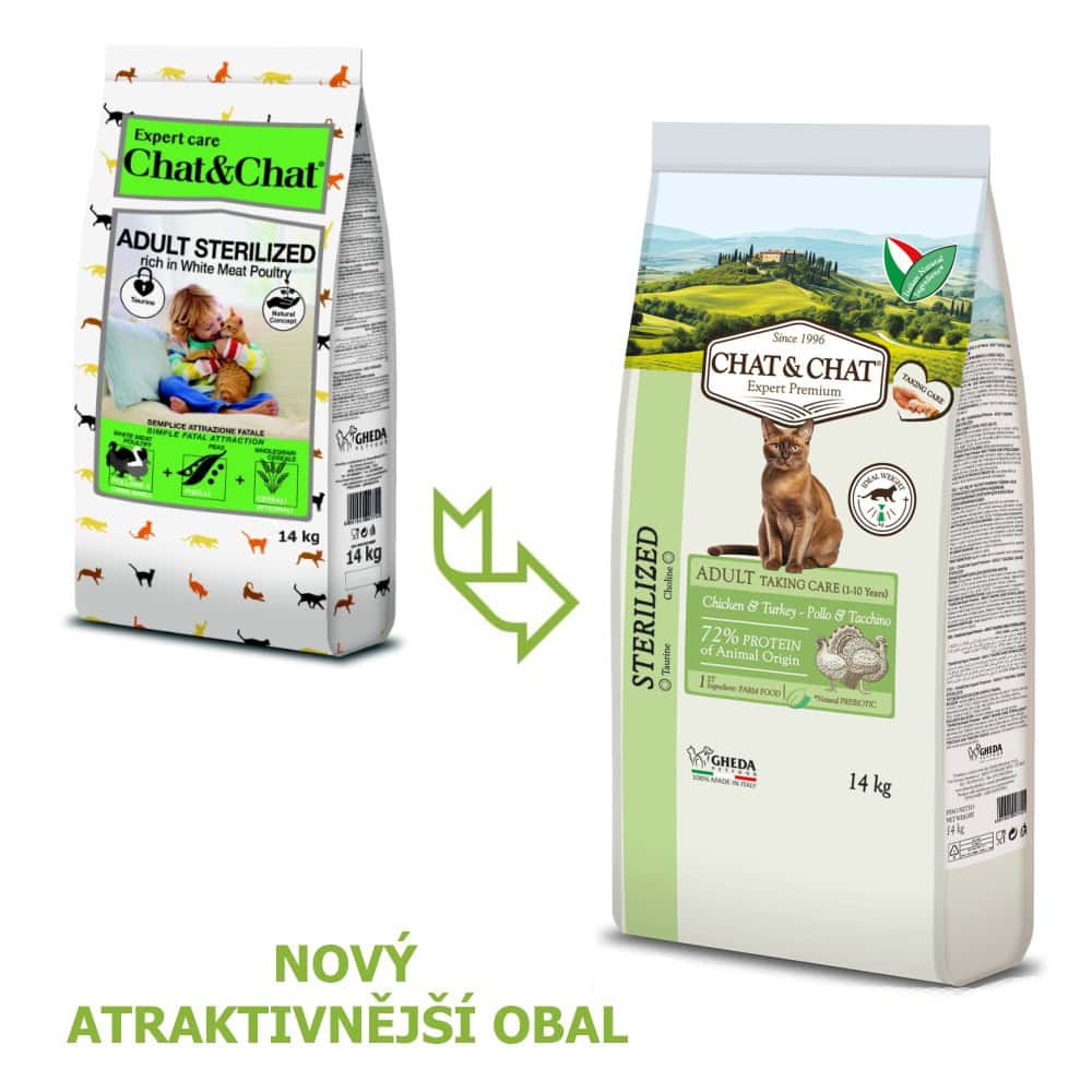 Chat & Chat Expert Adult Sterilized s drůbežím masem 14 kg