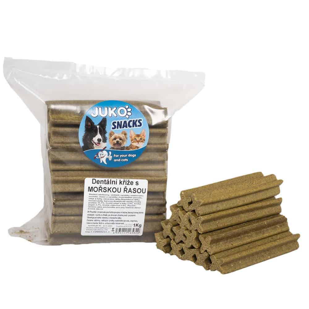 Dentální kříž s Mořskou řasou JUKO Snacks 1 kg (cca 37 ks)