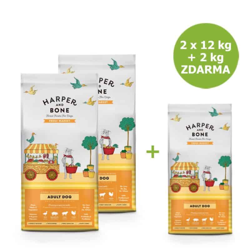 Harper and Bone Dog Adult Large & Medium čerstvé z trhu AKCE 2 x 12 kg + 2 kg ZDARMA