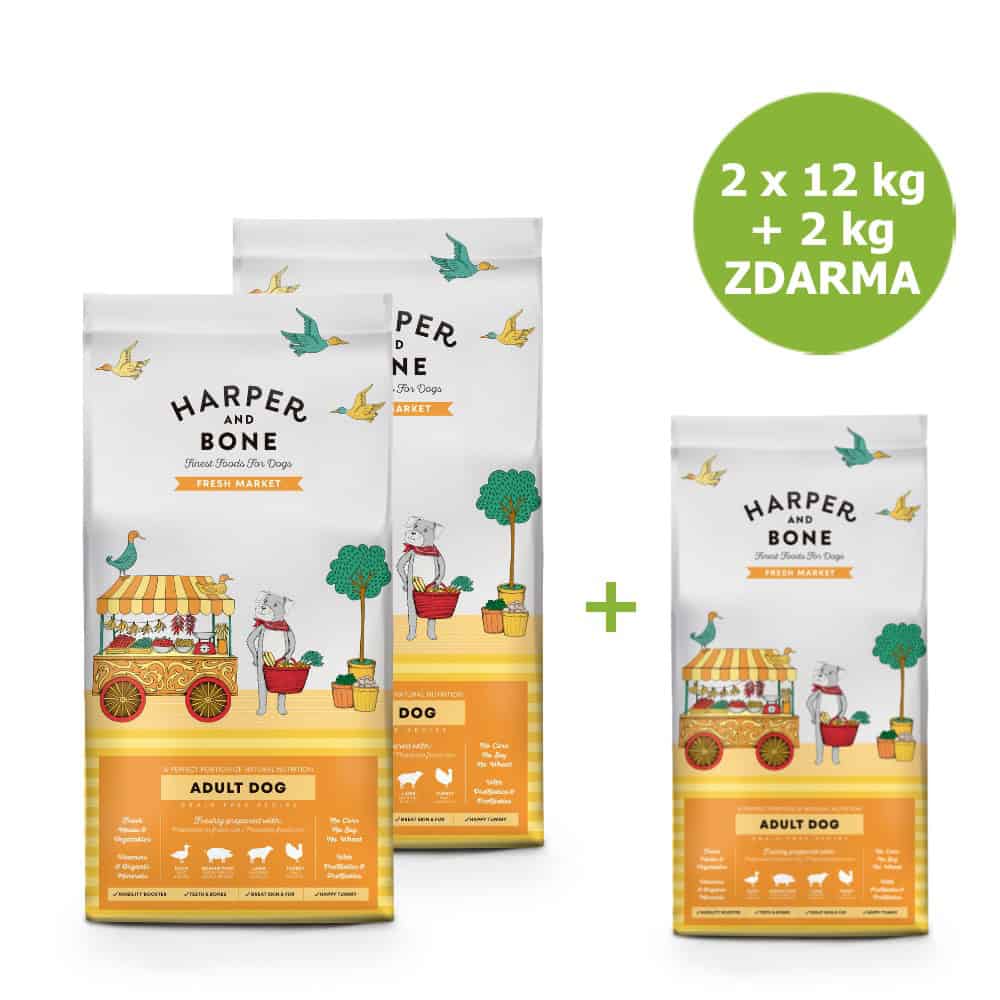 Harper and Bone Dog Adult Large & Medium čerstvé z trhu AKCE 2 x 12 kg + 2 kg ZDARMA