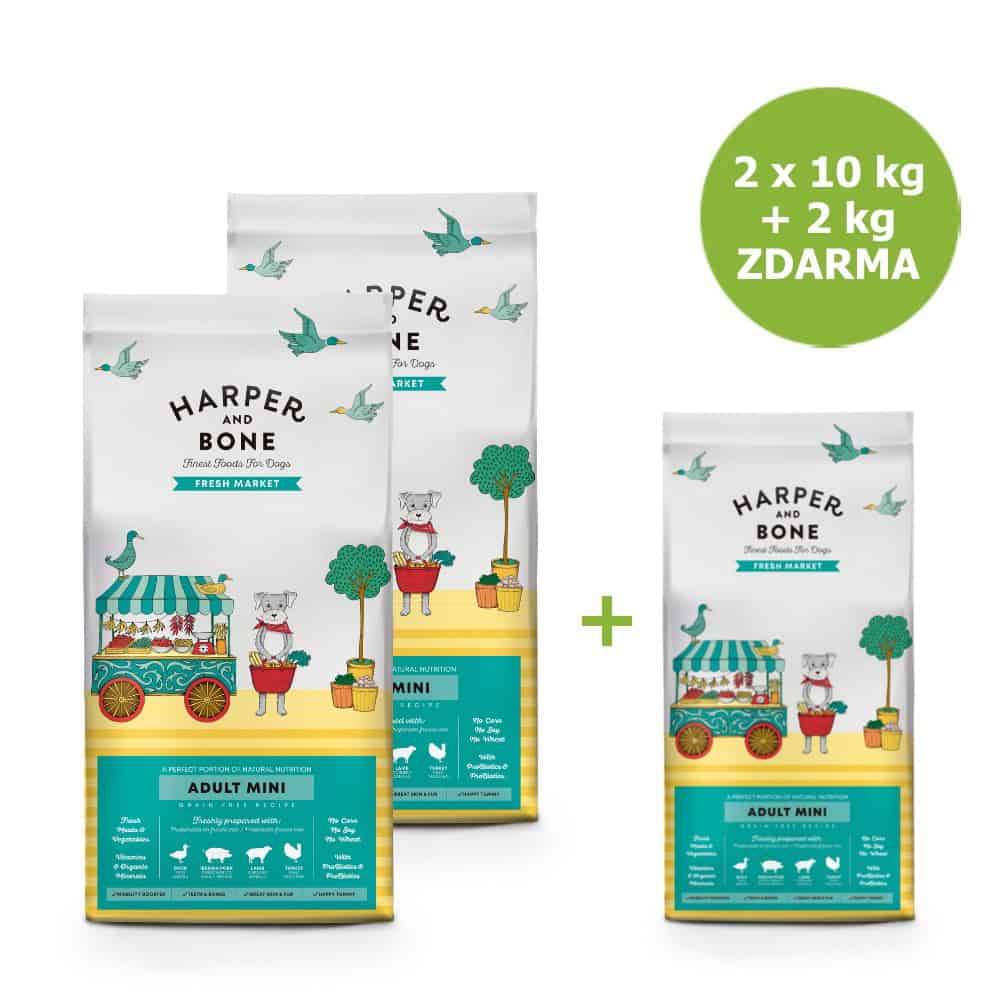 Harper and Bone Dog Adult Mini čerstvé z trhu  AKCE 2 x 10 kg + 2 kg ZDARMA
