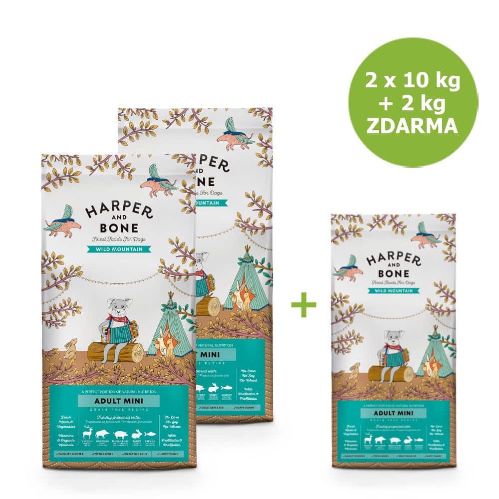 Harper and Bone Dog Adult Mini divoké hory AKCE 2 x 10 kg + 2 kg ZDARMA