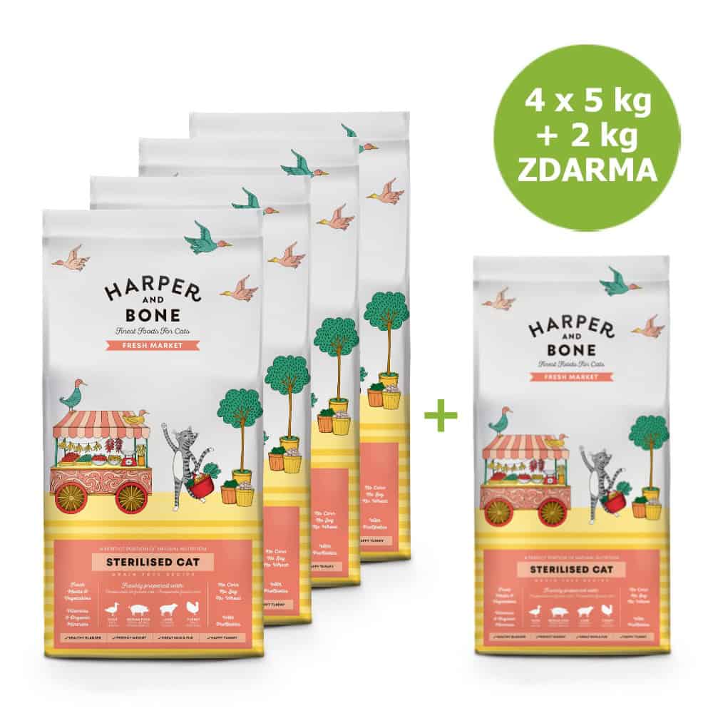 Harper and Bone Cat Sterilised čerstvé z trhu AKCE 4 x 5 kg + 2 kg ZDARMA