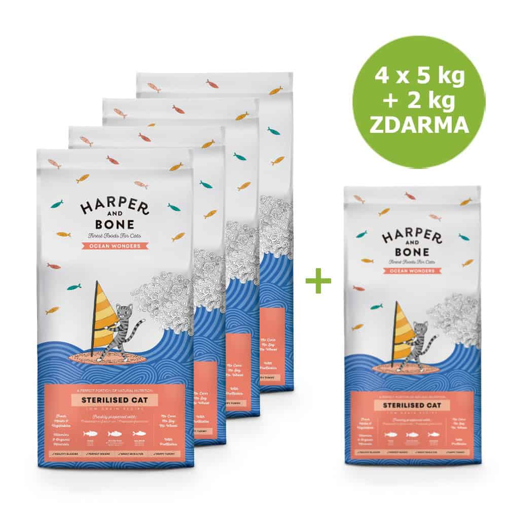 Harper and Bone Cat Sterilised divy oceánu AKCE 4 x 5 kg + 2 kg ZDARMA