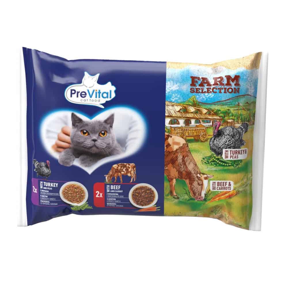Prevital Farm Selection kočka hovězí a krůtí v omáčce se zeleninou