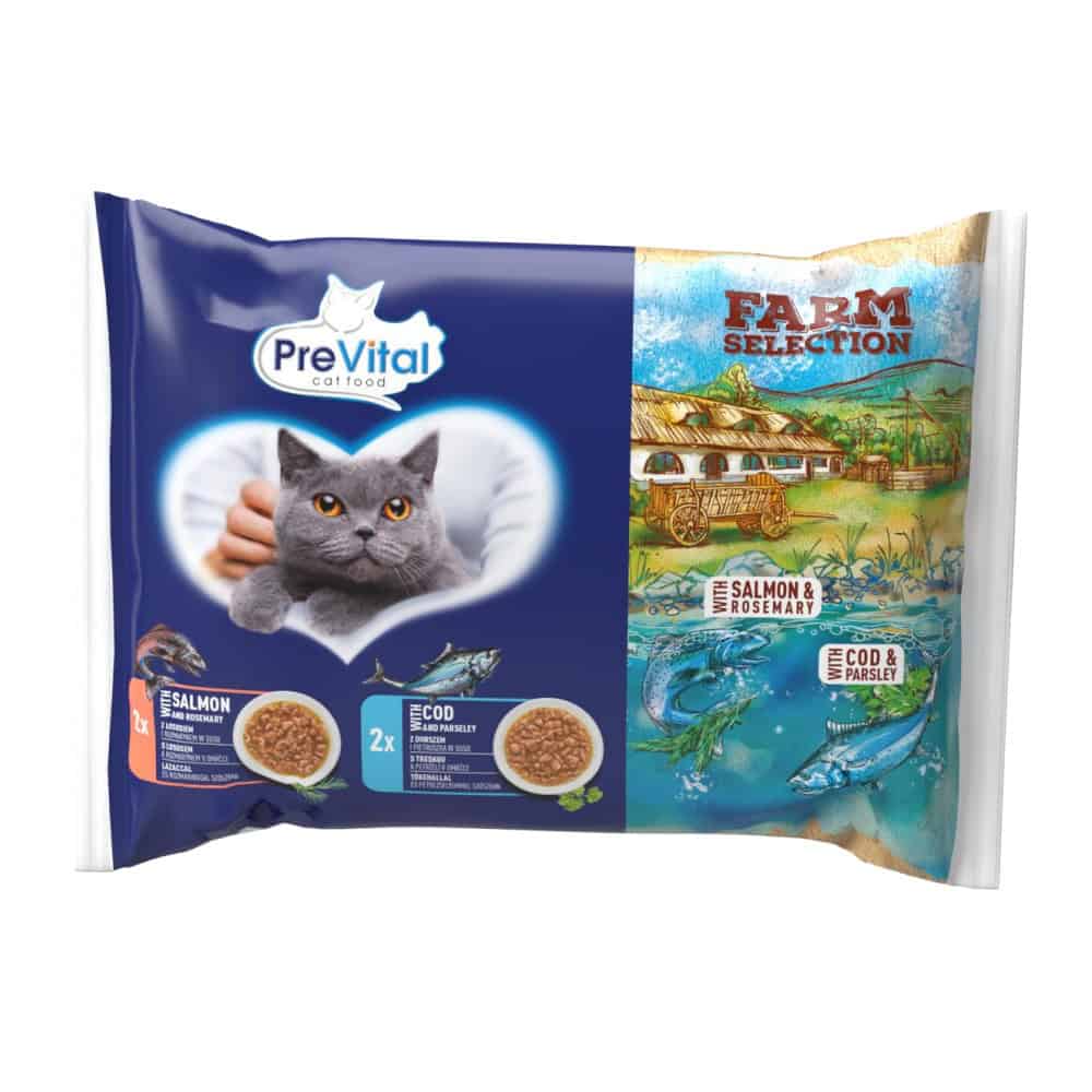 Prevital Farm Selection kočka losos a treska v omáčce