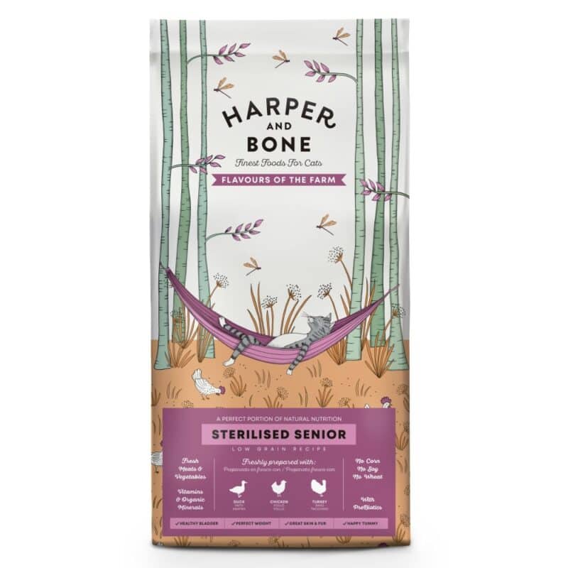 Vzorek Harper and Bone Cat Senior Sterilised příchutě farmy 70 g