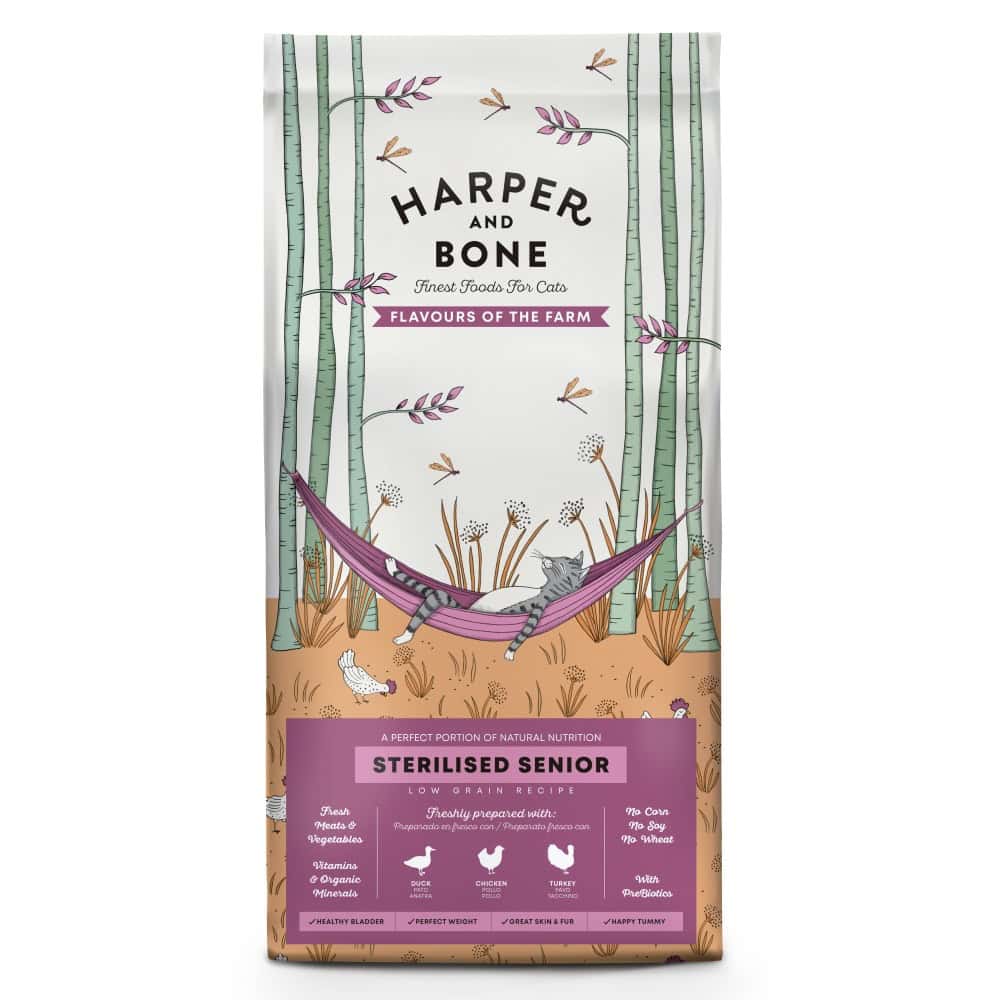 Vzorek Harper and Bone Cat Senior Sterilised příchutě farmy 70 g