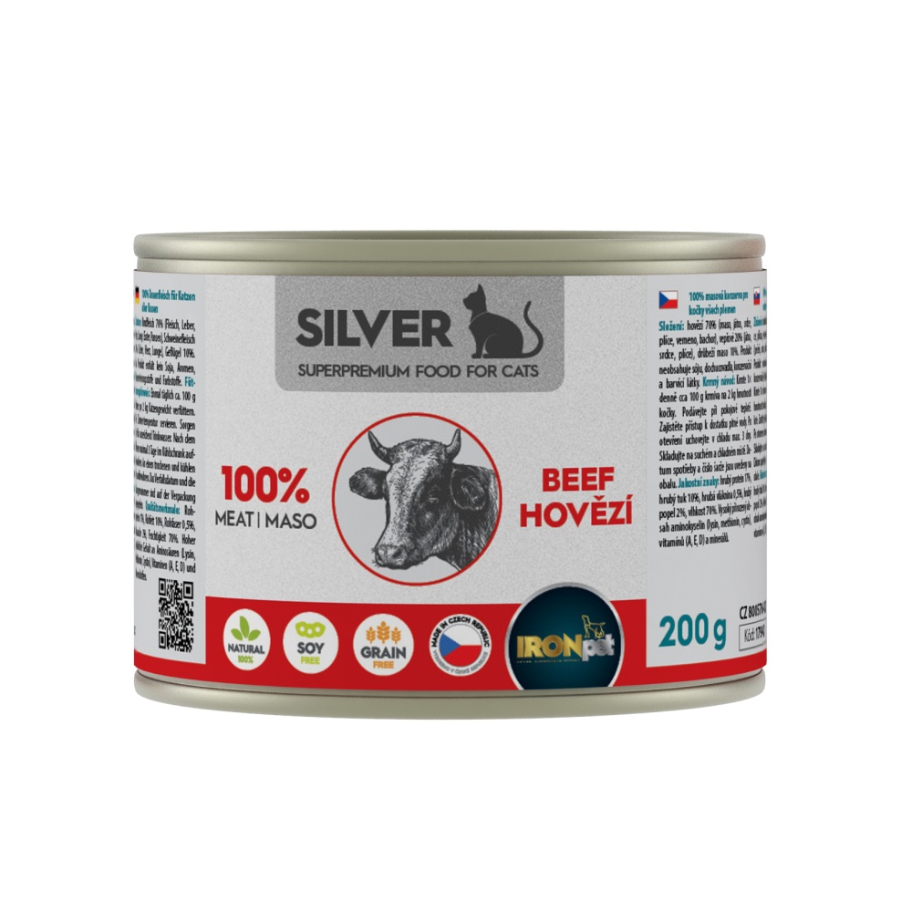 IRONpet Silver Cat Hovězí 100% masa