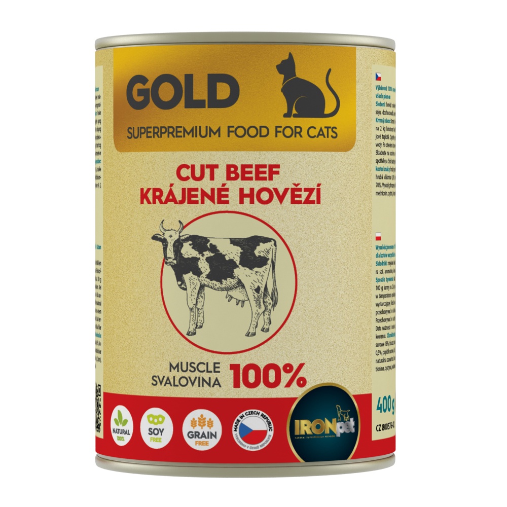 IRONpet Gold Cat Hovězí krájená svalovina