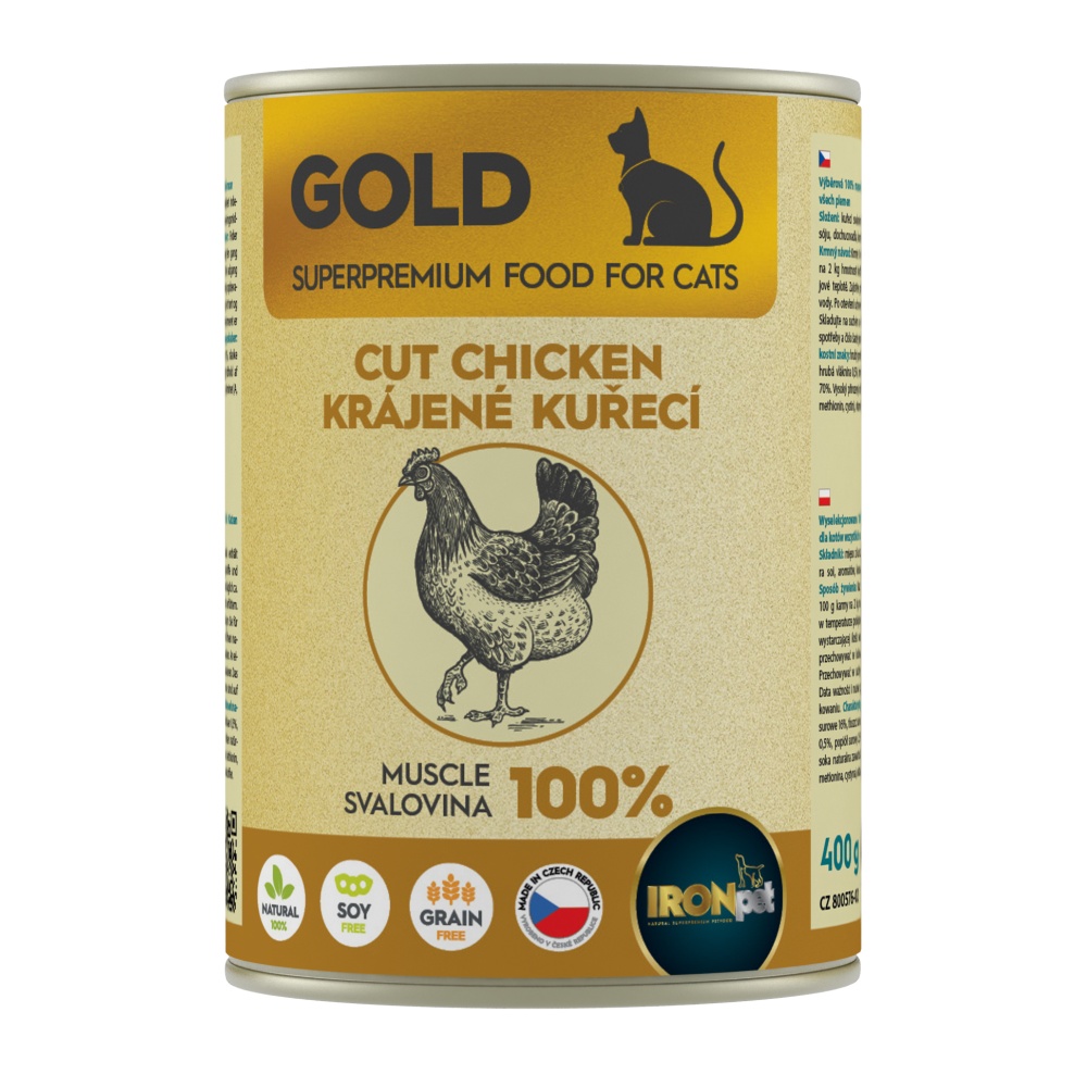 IRONpet Gold Cat Kuřecí krájená svalovina