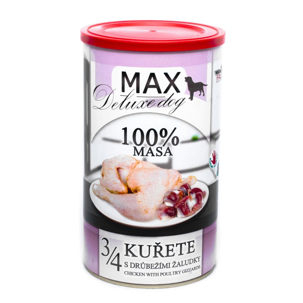 MAX Deluxe Dog 3/4 kuřete s drůbežími žaludky