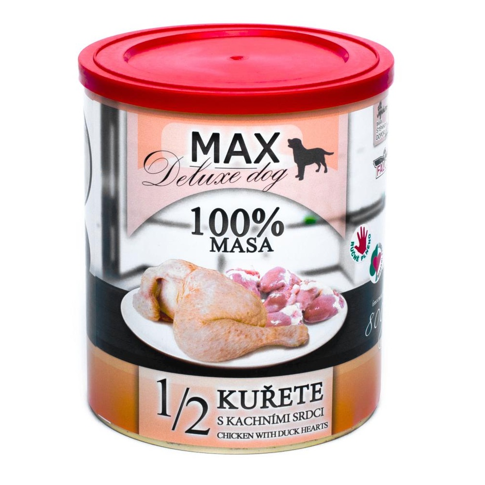MAX Deluxe Dog 1/2 kuřete s kachními srdci