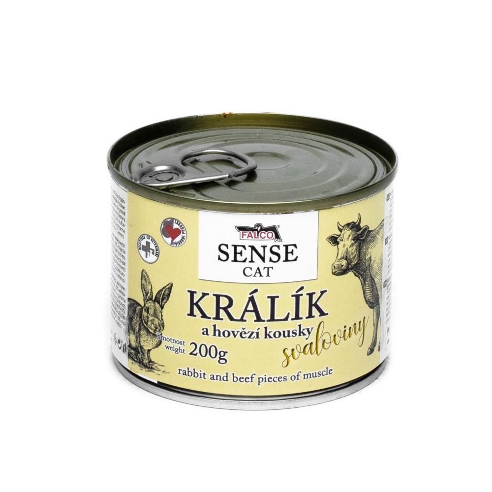 FALCO SENSE Cat králík a hovězí kousky svaloviny