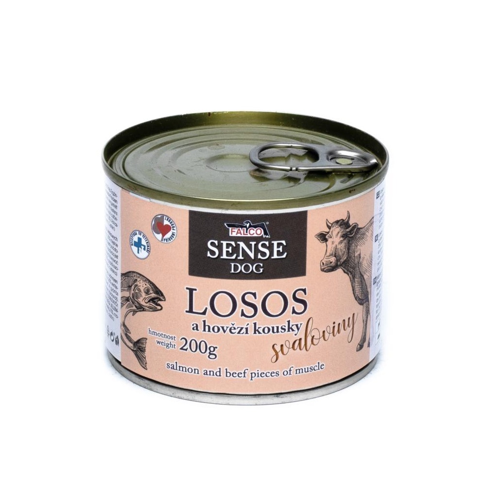 FALCO SENSE Dog losos a hovězí kousky svaloviny