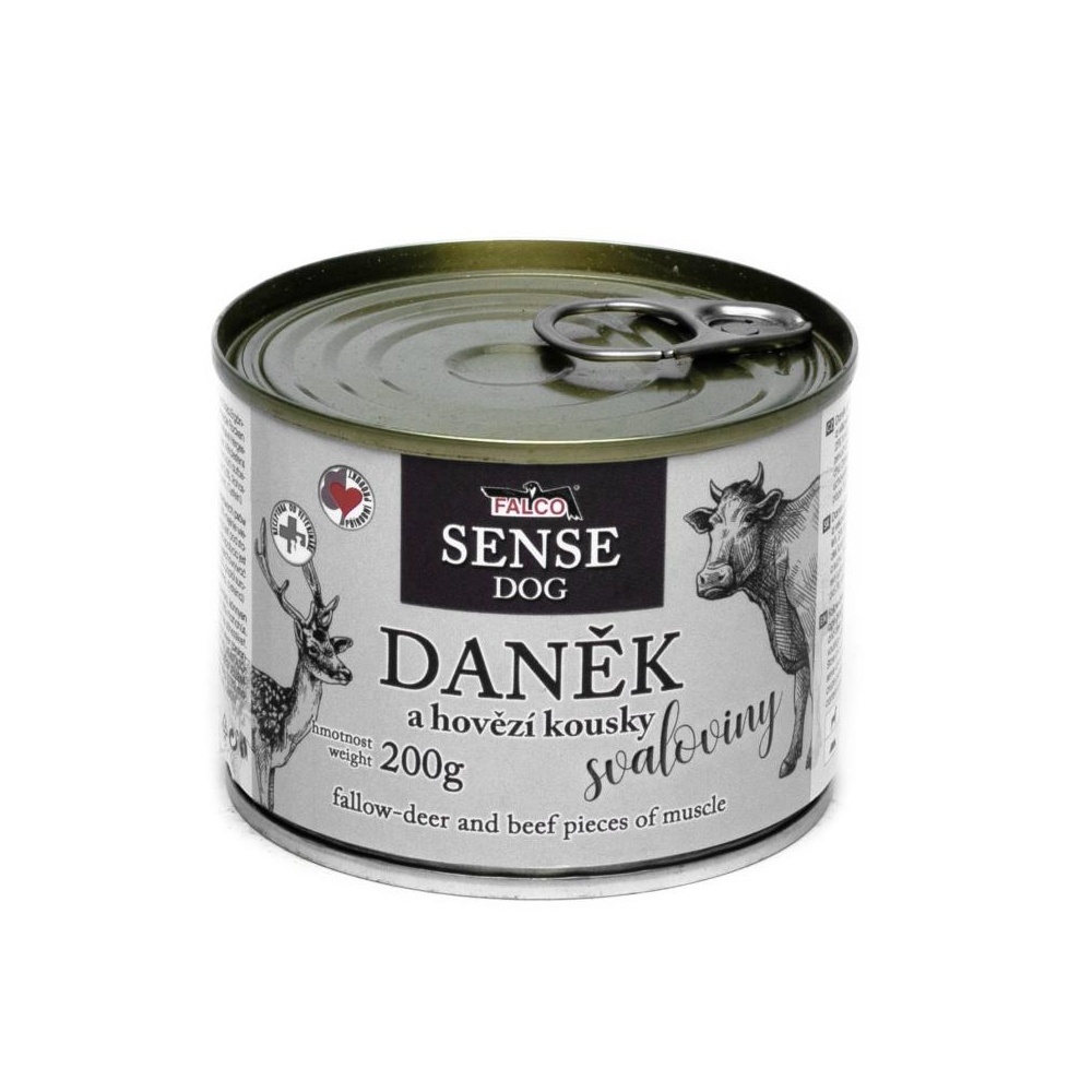 FALCO SENSE Dog daněk a hovězí kousky svaloviny