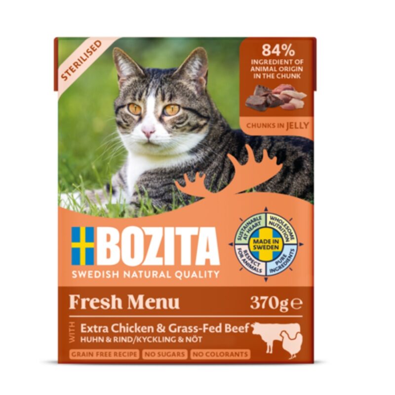 Bozita Cat Sterilised kousky v želé s kuřecím a hovězím