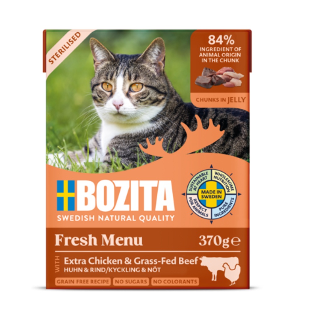 Bozita Cat Sterilised kousky v želé s kuřecím a hovězím