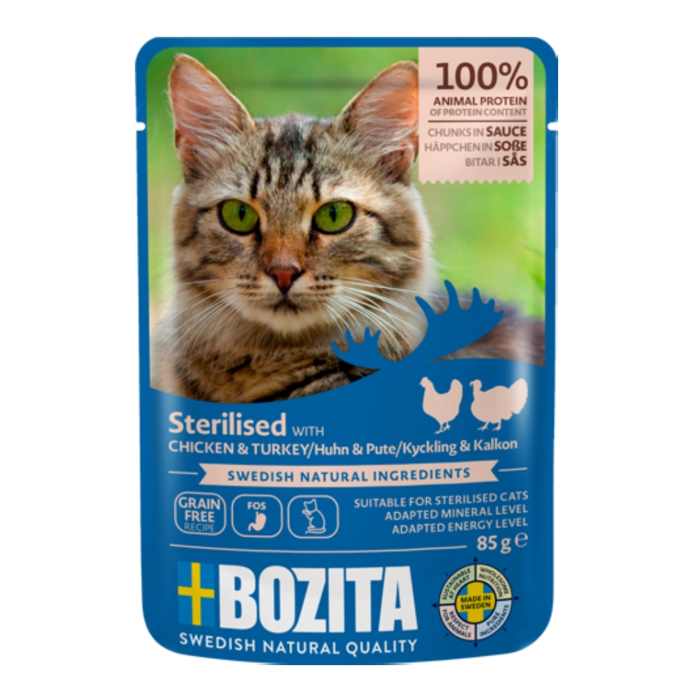 Bozita Cat Sterilised kousky v omáčce s kuřecím a krůtím
