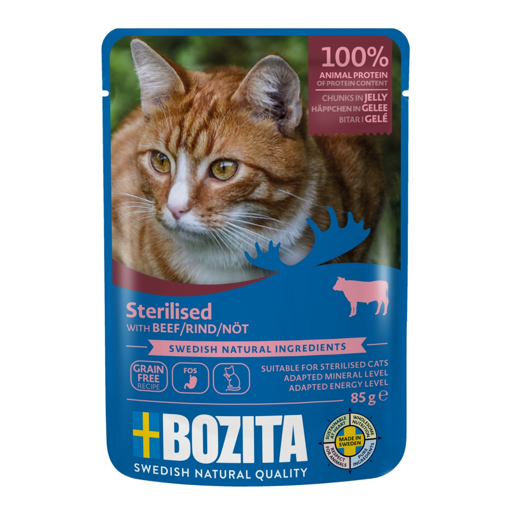 Bozita Cat Sterilised kousky v želé s hovězím