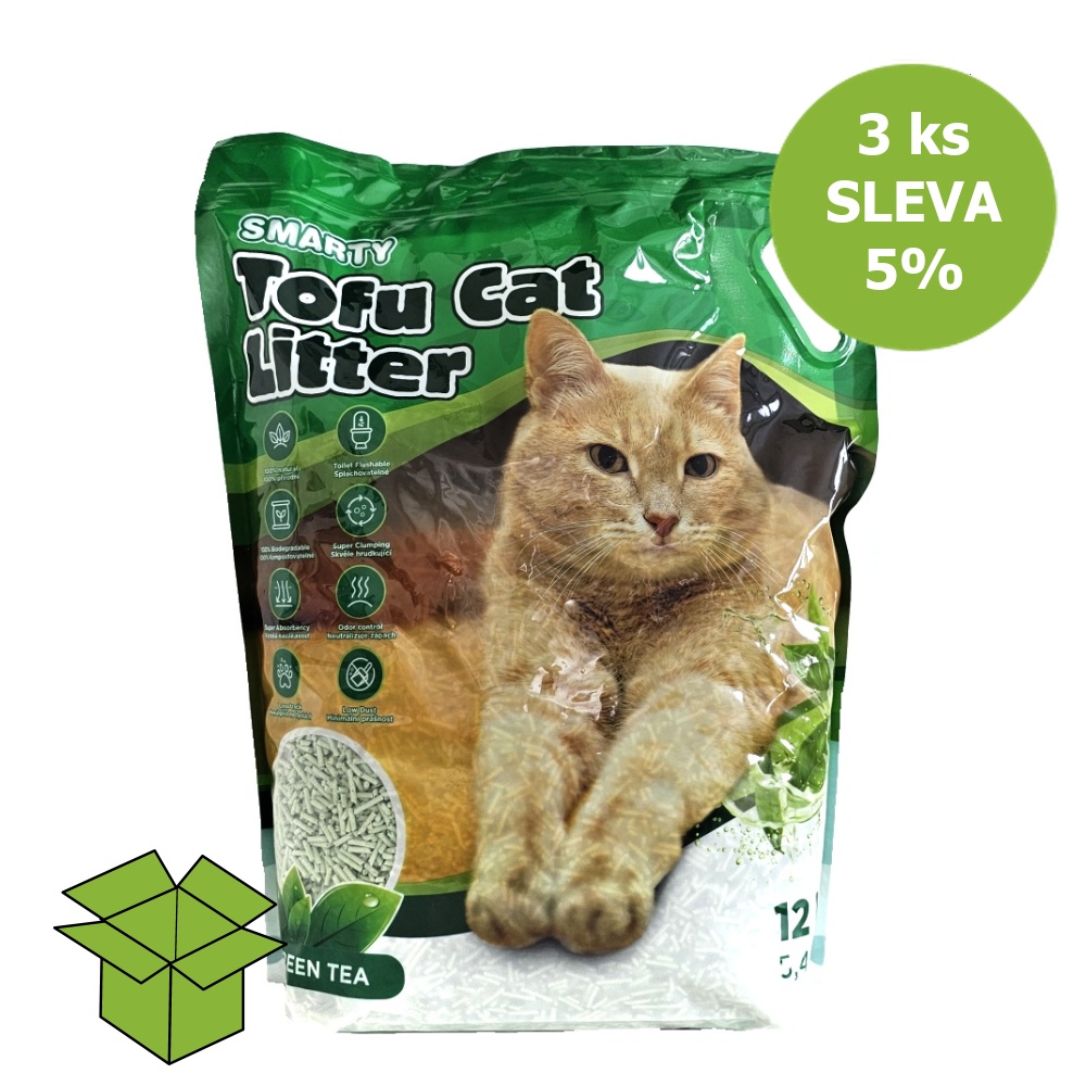 Smarty Tofu Cat Litter Green Tea podestýlka 12 l (3 ks) SLEVA 5 %