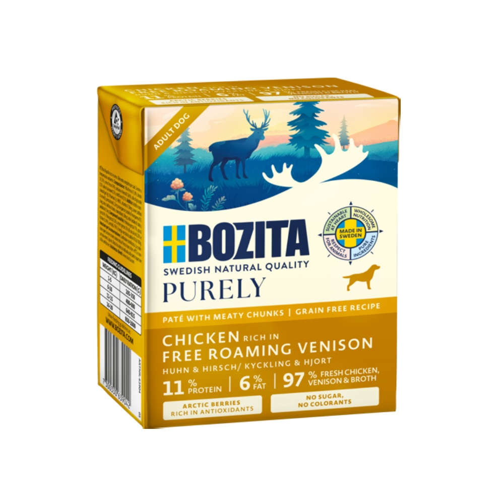 Bozita Purely Dog paté s kuřecím a zvěřinou GF 370 g