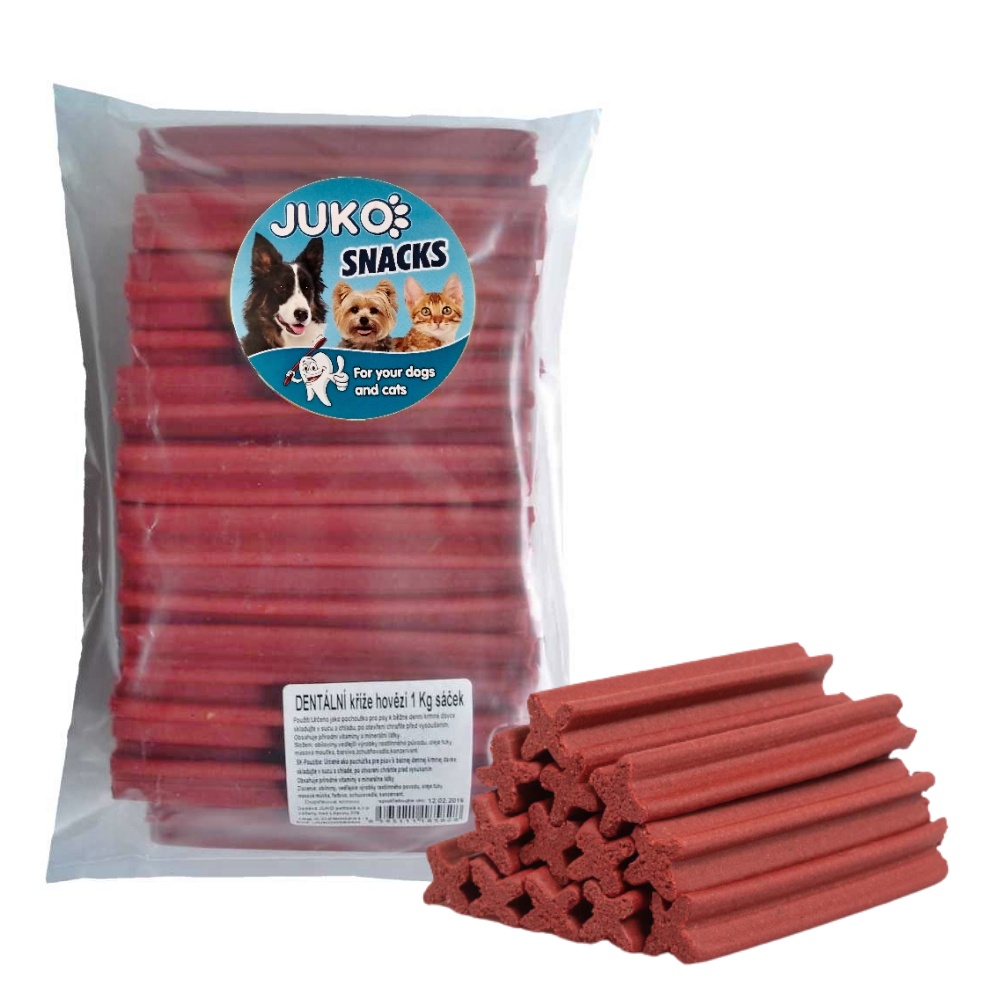 Dentální kříž Hovězí JUKO Snacks 1 kg (cca 47 ks)