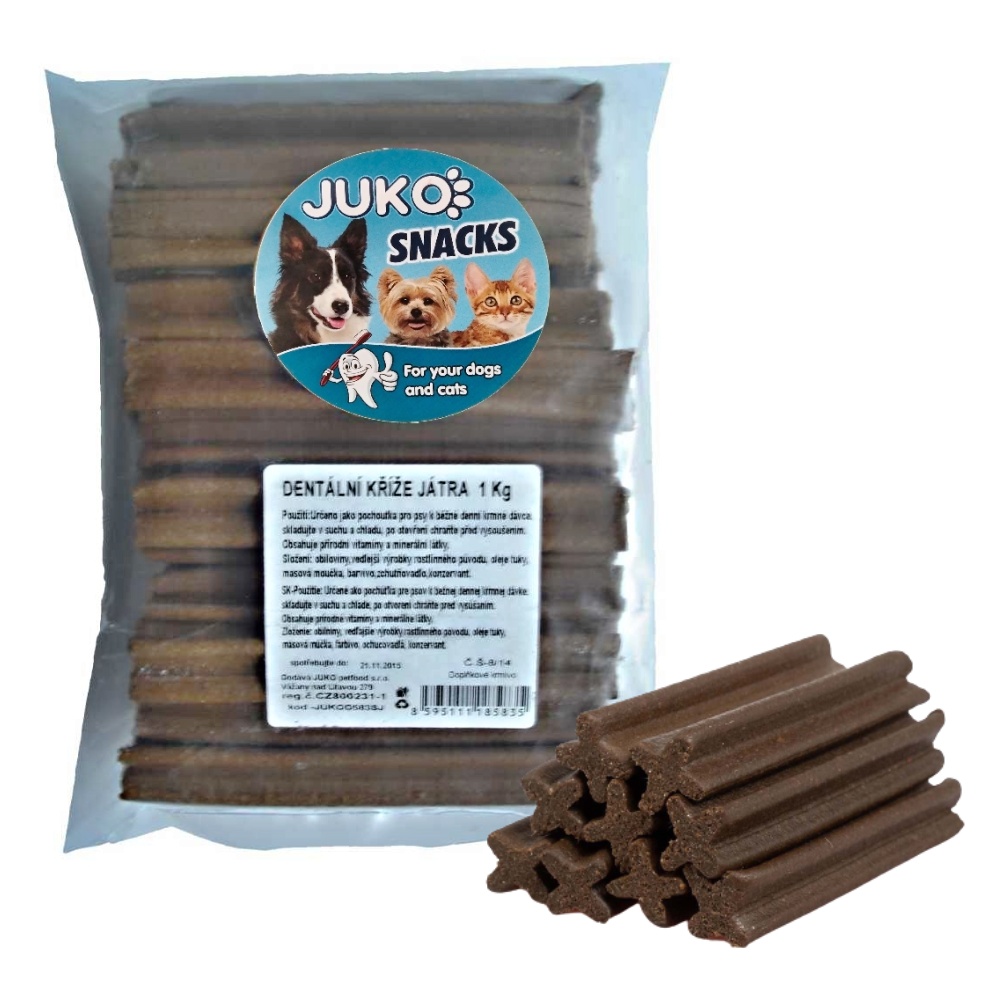 Dentální kříž Játra JUKO Snacks 1 kg (cca 42 - 51 ks)