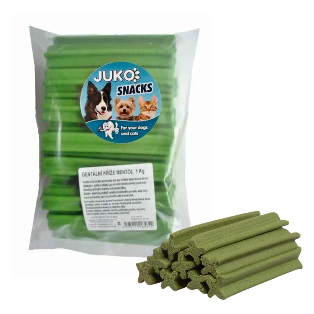 Dentální kříž Mentol JUKO Snacks 1 kg (cca 44 ks)