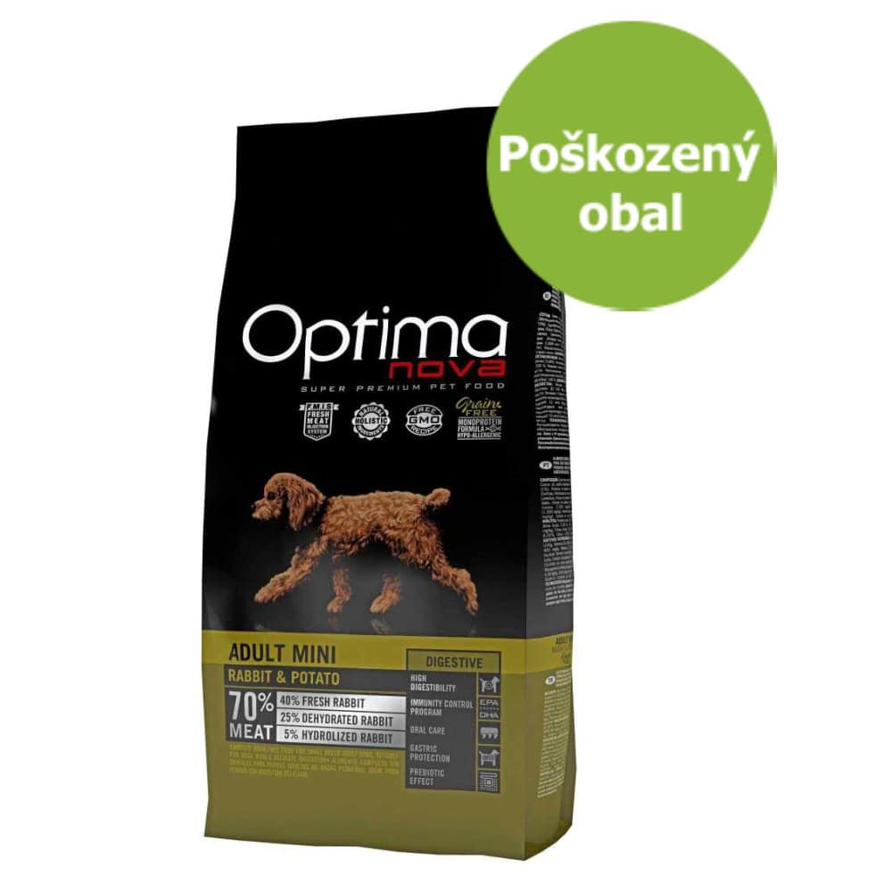 OPTIMAnova Dog Adult Mini Digestive Rabbit & Potato GF 2 kg - Poškozený obal - SLEVA 15 %